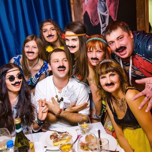 Jeoney 48 Pcs Colorful Fake Mustache Beard Set