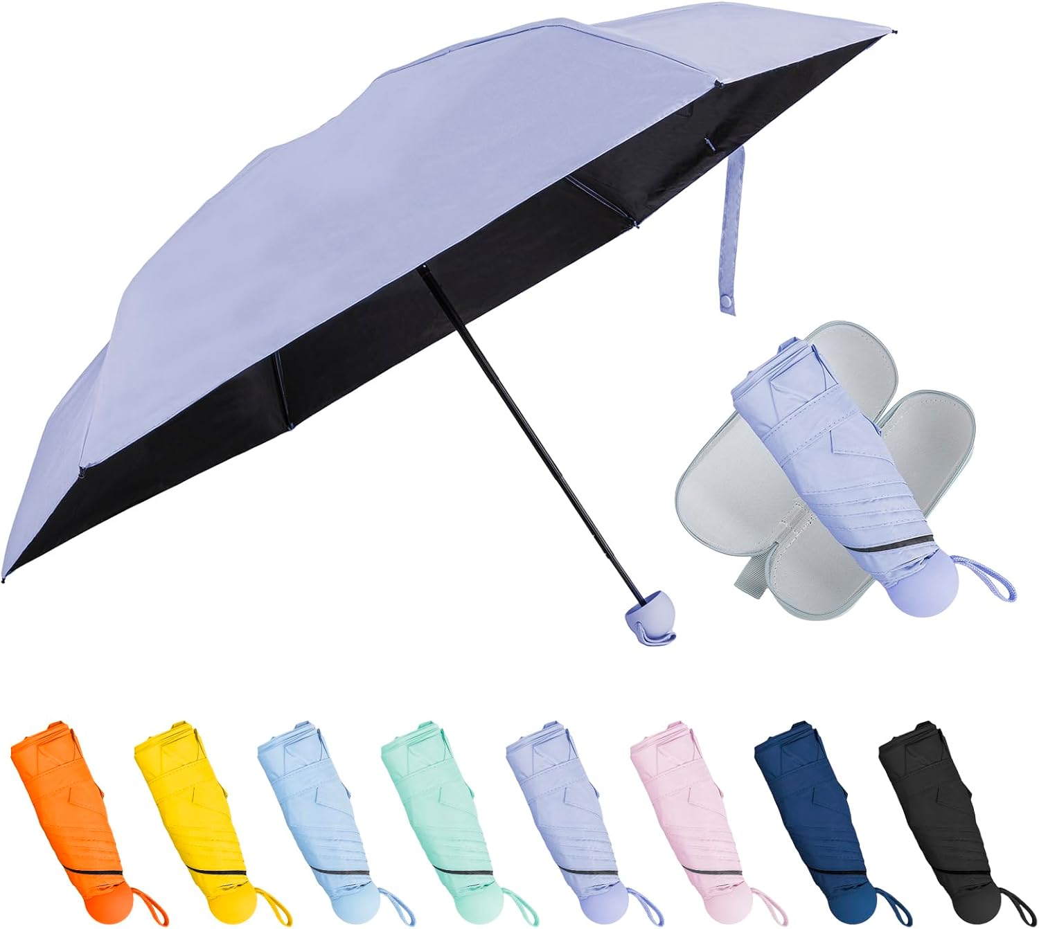 TopTie Compact Mini Umbrella for Purse Travel Folding Sun Rain Umbrella