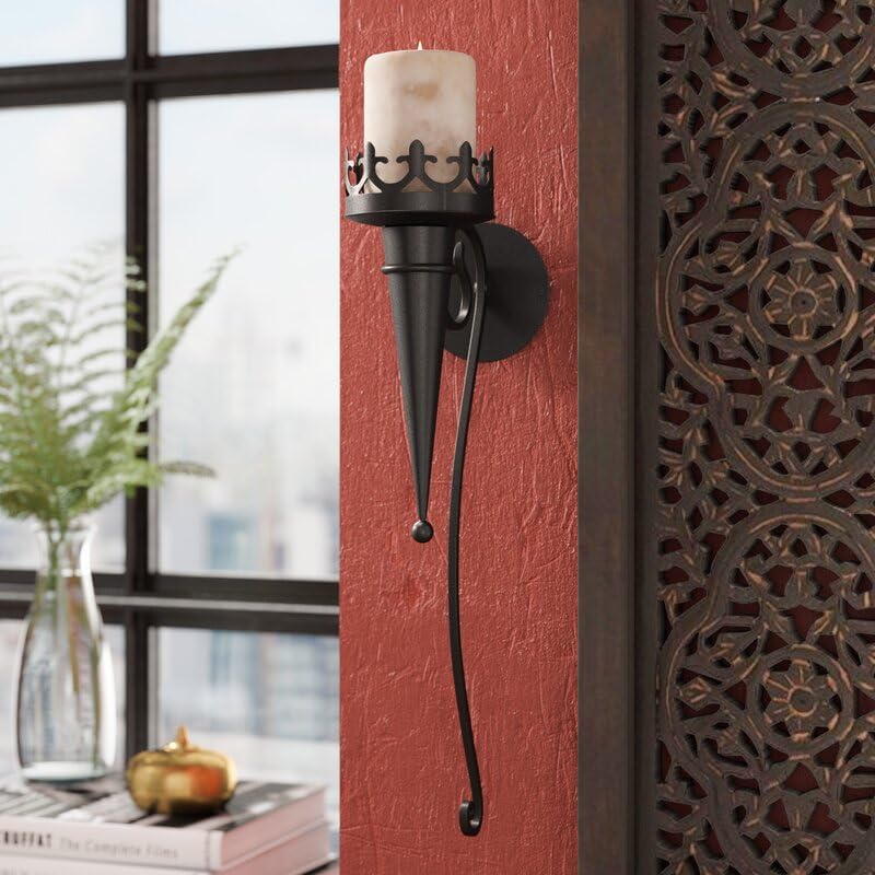 DOUYUANSHI Medieval Gothic Iron Candlestick Holder 2 Pcs Wall Decor