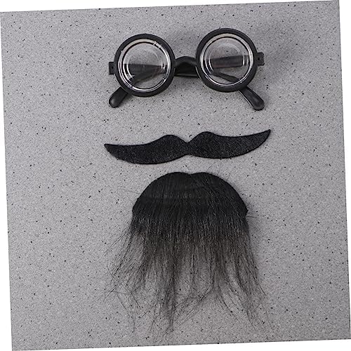 Three Piece Halloween Costume Fake Eyeglasses Beard Goatee Props