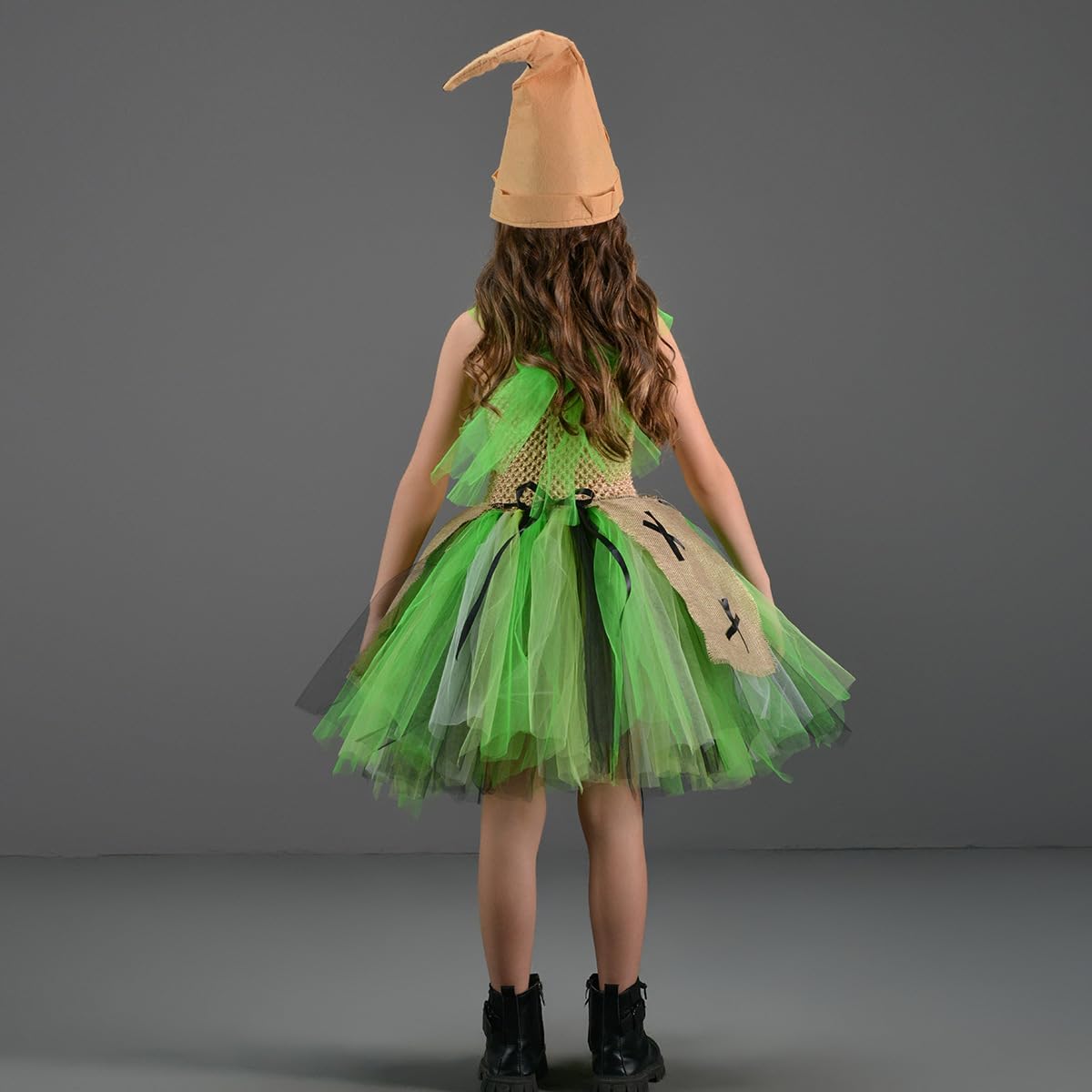FYMNSI Halloween Costume for Girls Kids Green Tutu Dress with Hat 2pcs