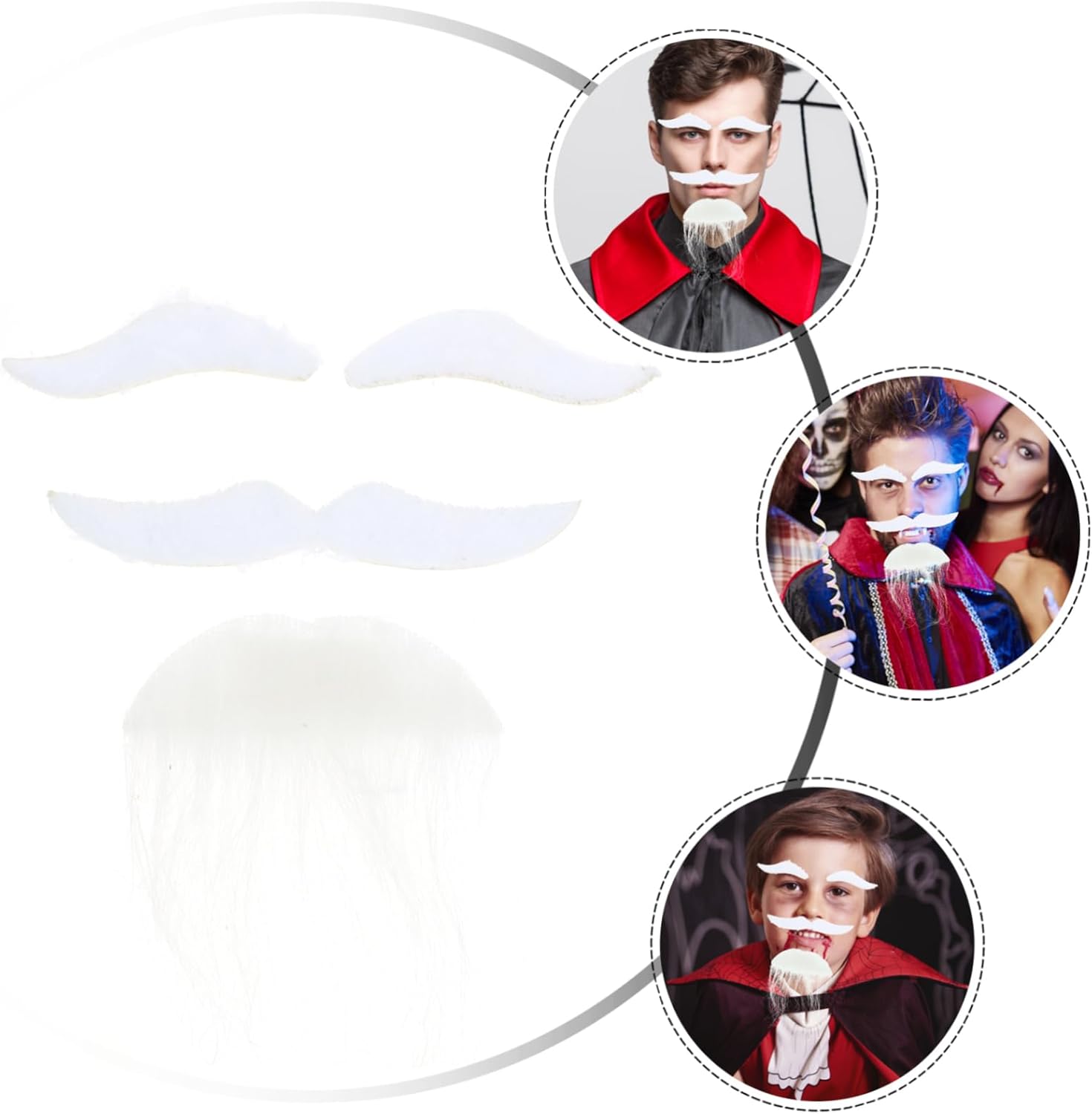 Ipetboom 1Set Fake Beard with Mustache for Halloween Costume