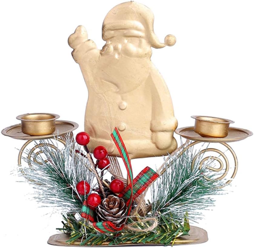 Klun Christmas Candle Holder with Santa and Elk Decor