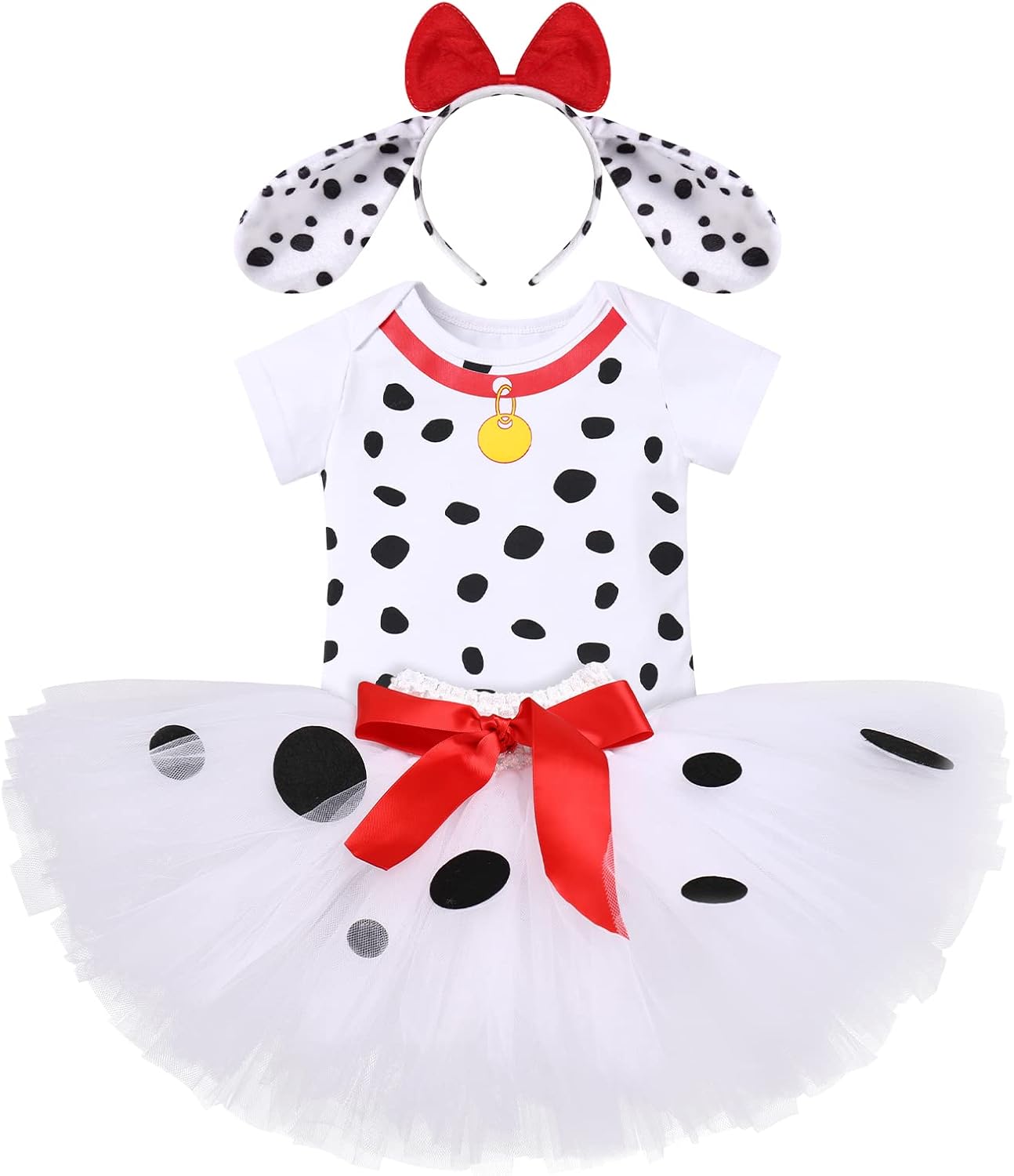 IDOPIP Ladybug Dalmatian Costume for Baby Girls 3PCS Set