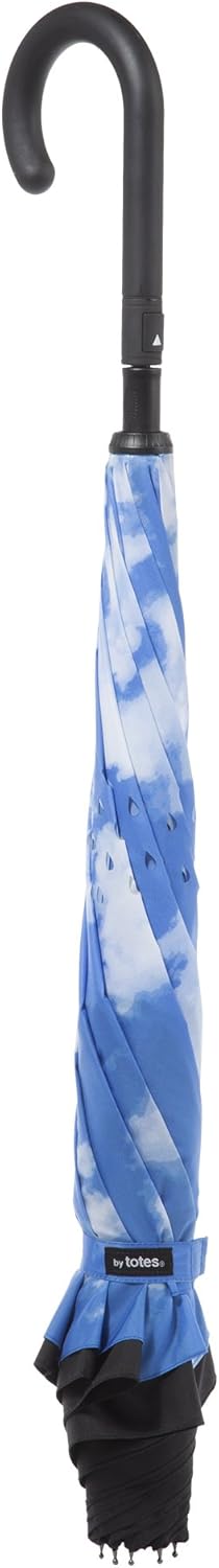 Totes InBrella Reverse Close Umbrella - Auto Close Stormproof Dripless
