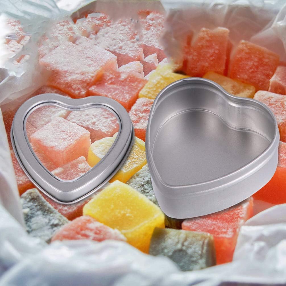 8 Pack Heart Shaped Metal Tins Box With Lids