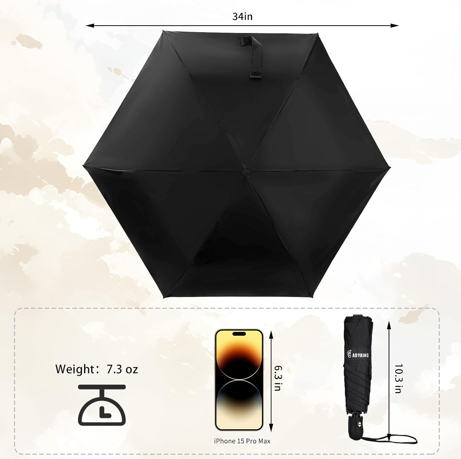 GAOYAING Compact Automatic Travel Umbrella with UV Protection Case 1