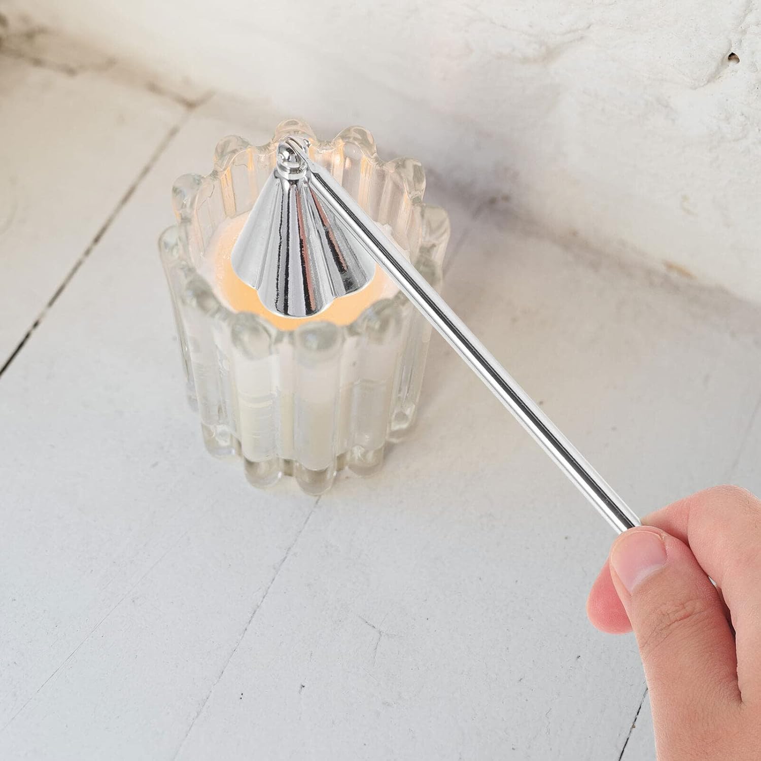 EXCEART Silver Candle Snuffer with Handle