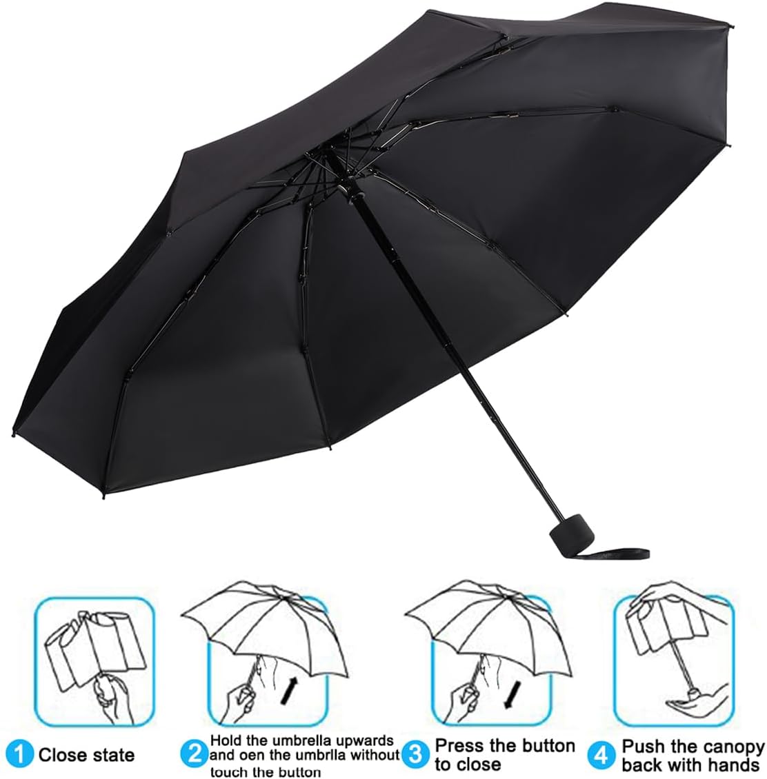 Goothdurs Mini Travel Windproof Umbrella - Compact Lightweight Sun Rain Protection