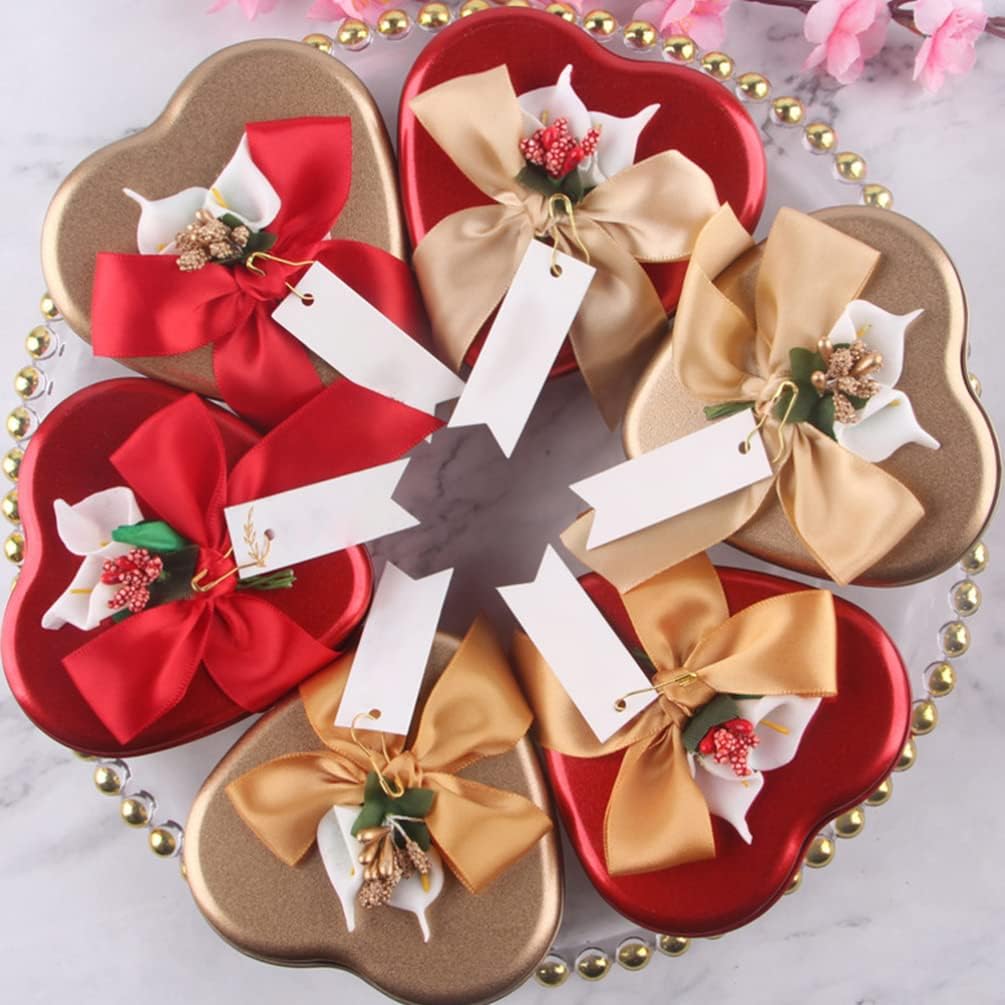 12Pcs Heart Shaped Gold Candy Tins with Lid