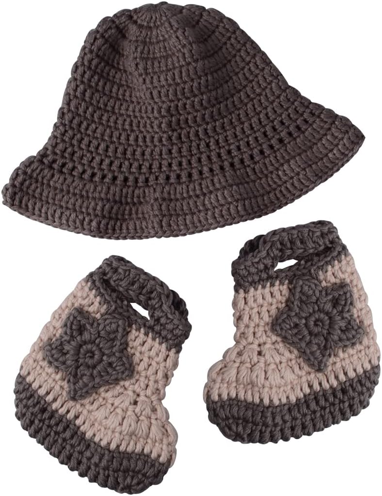 ISOCUTE Newborn Baby Cowboy Hat Boots Set