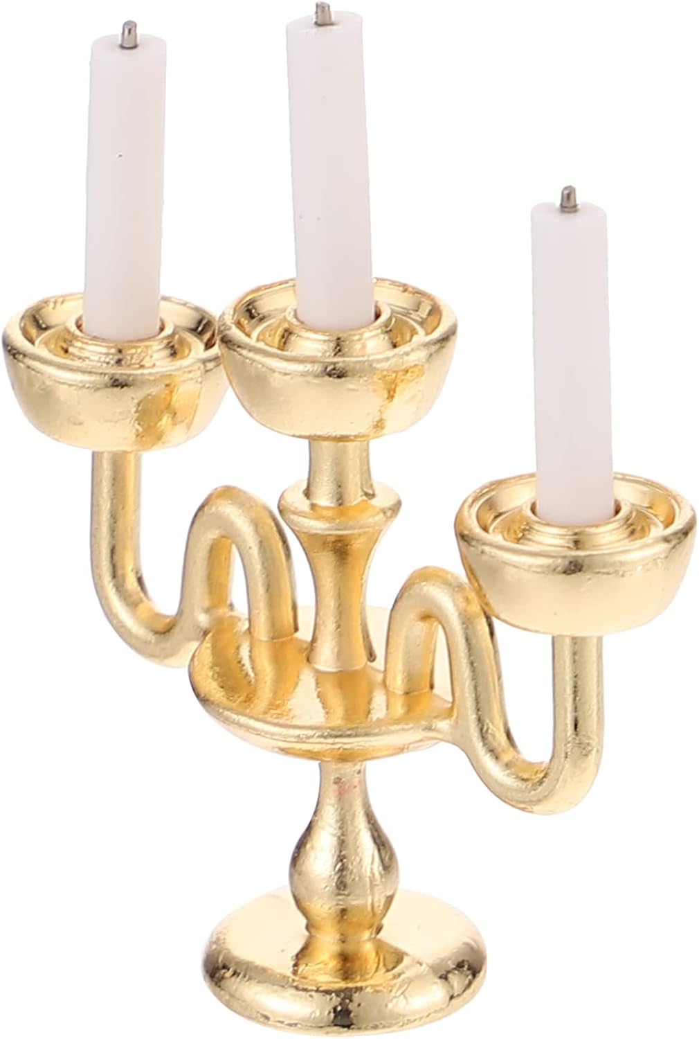 Toyvian 3pcs Miniature Candlestick Holders for Victorian Dollhouse