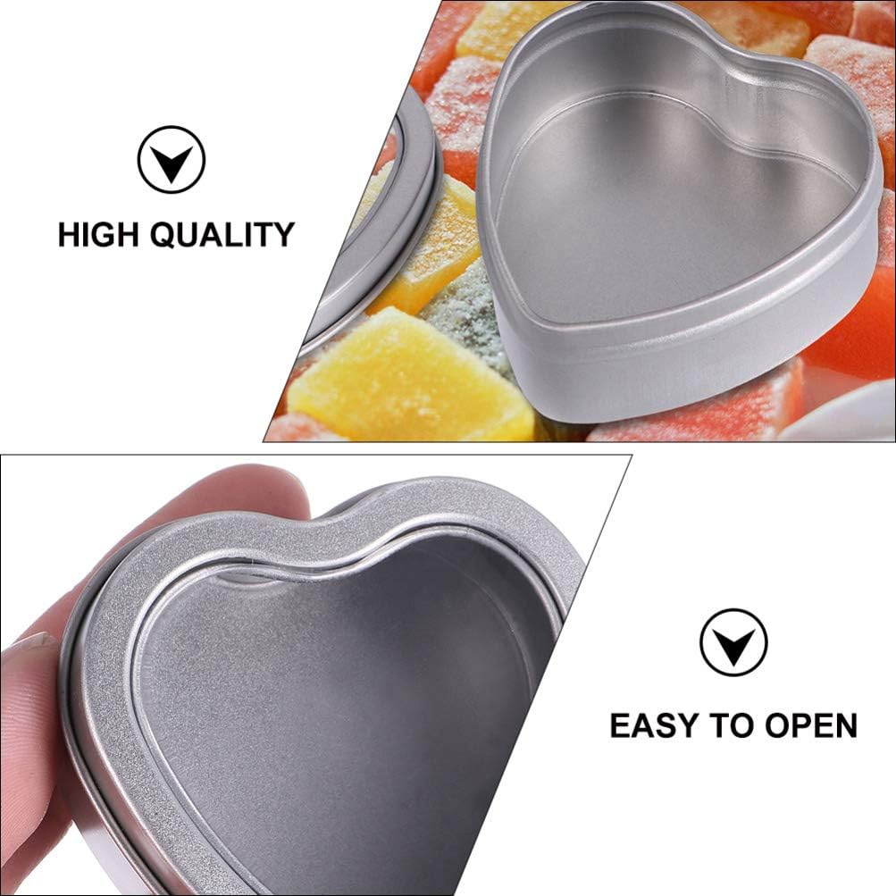 8 Pack Heart Shaped Metal Tins Box With Lids