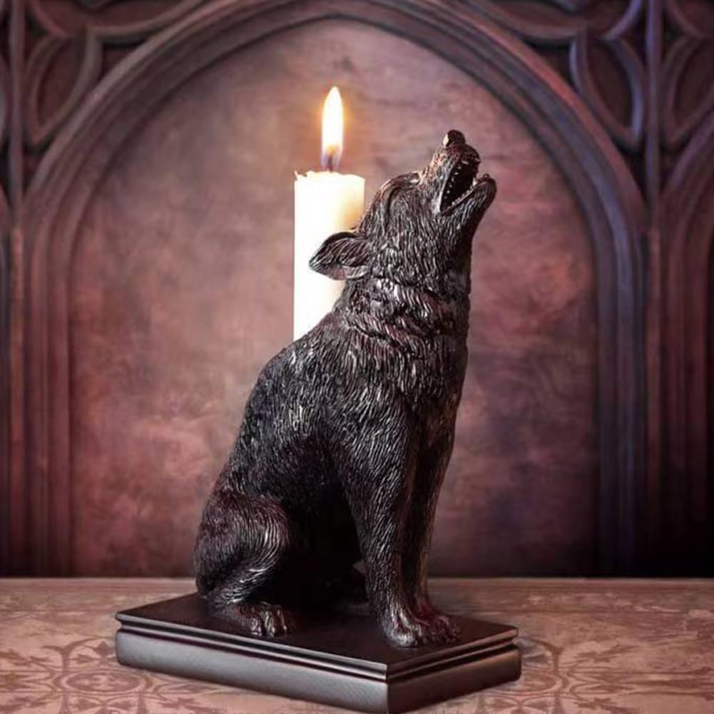 Ibluelover Wolf Candle Holder Gothic Home Decor