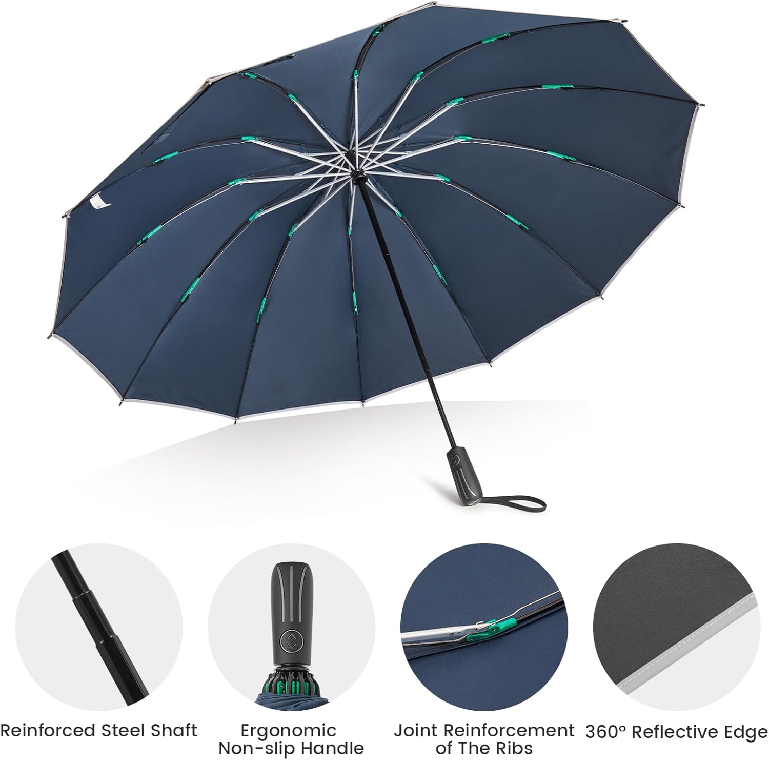 G4Free 54 Inch Double Layer Inverted Umbrella with Reflective Strips