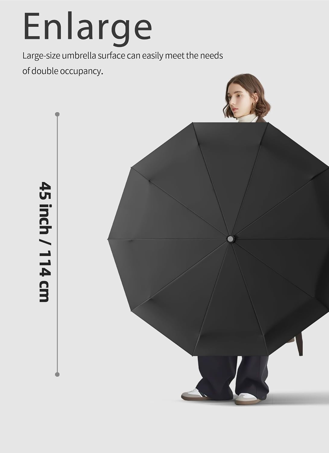 Rain Cats Large 46 Inch Windproof Folding Umbrella