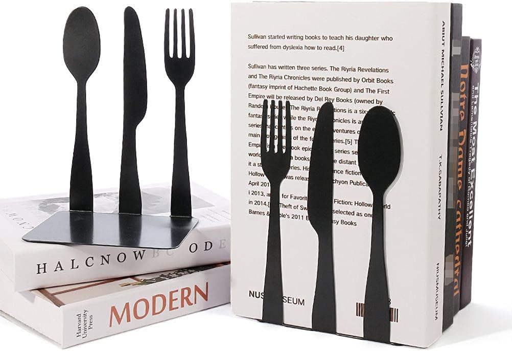Pissente Cookbook Bookends 2 pcs Metal Book Stoppers