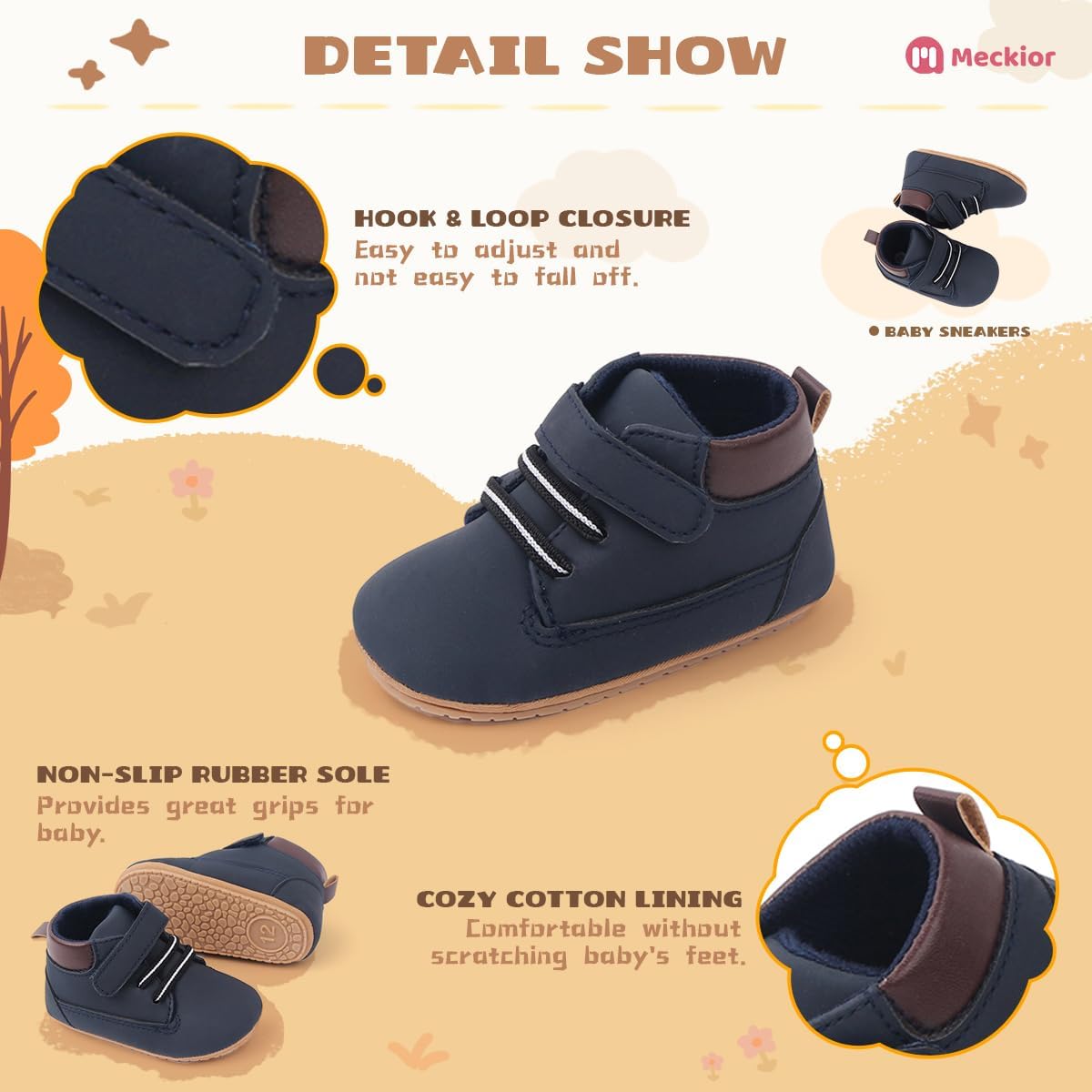 Meckior Toddler High Tops Soft PU Moccasins
