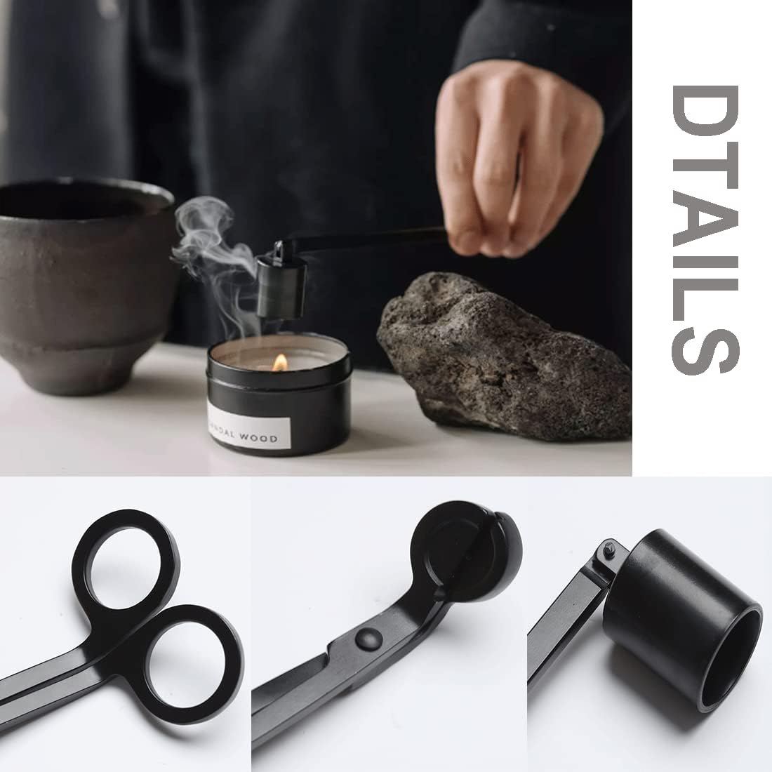 Mediwish 3 in 1 Candle Accessories Set Black