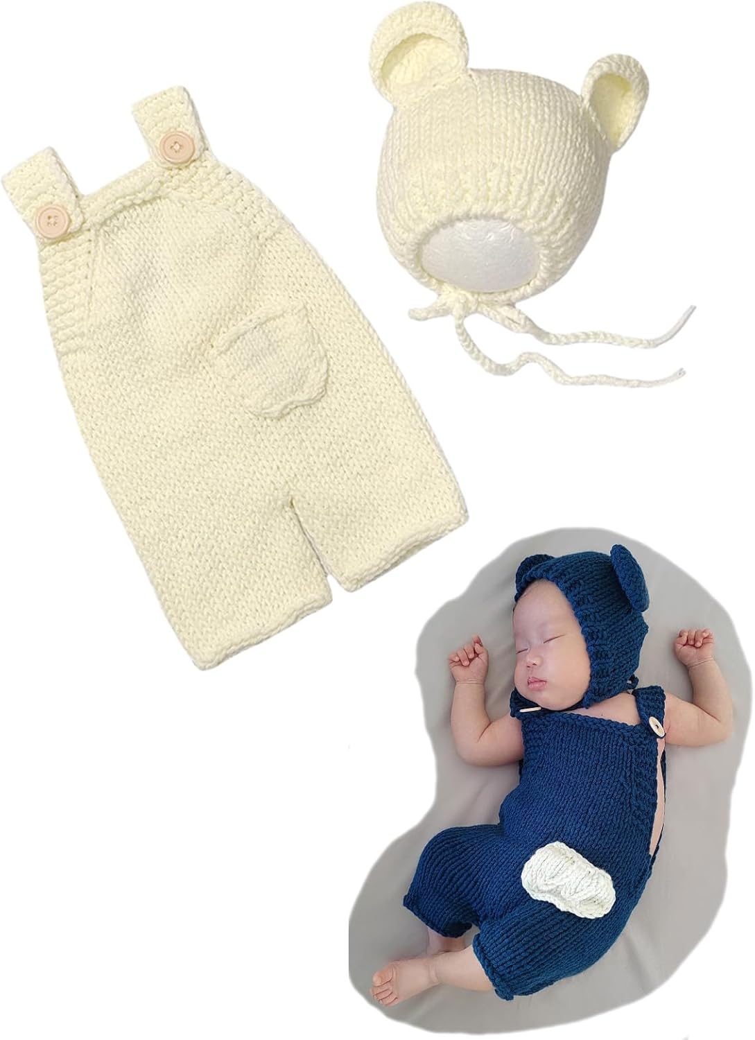Newborn Baby Christmas Crochet Costume Knit Set for Boy Girl