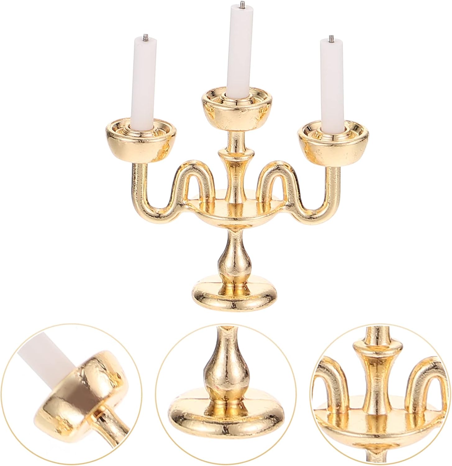 Toyvian 3pcs Miniature Candlestick Holders for Victorian Dollhouse