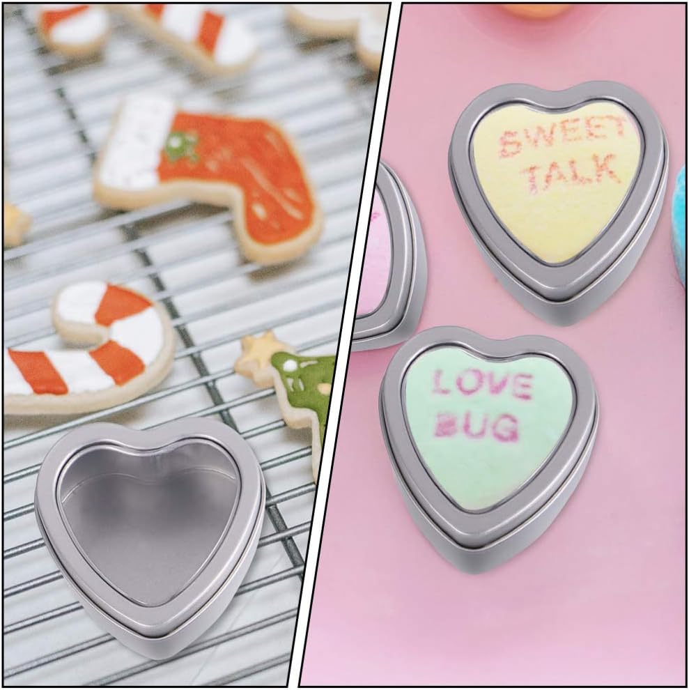 8 Pack Heart Shaped Metal Tins Box With Lids