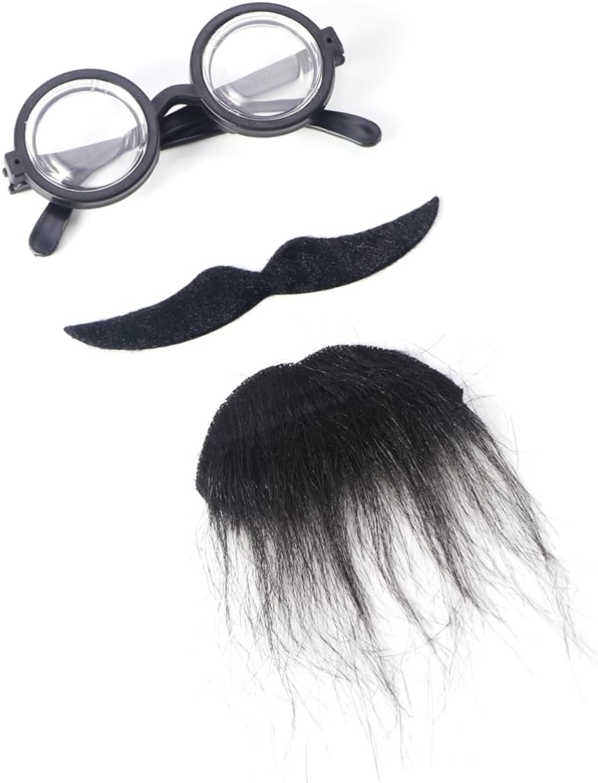 Three Piece Halloween Costume Fake Eyeglasses Beard Goatee Props