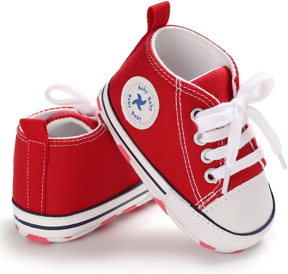 Sekantrol Infant High Top Soft Sole Canvas Sneakers for Baby Girls Boys