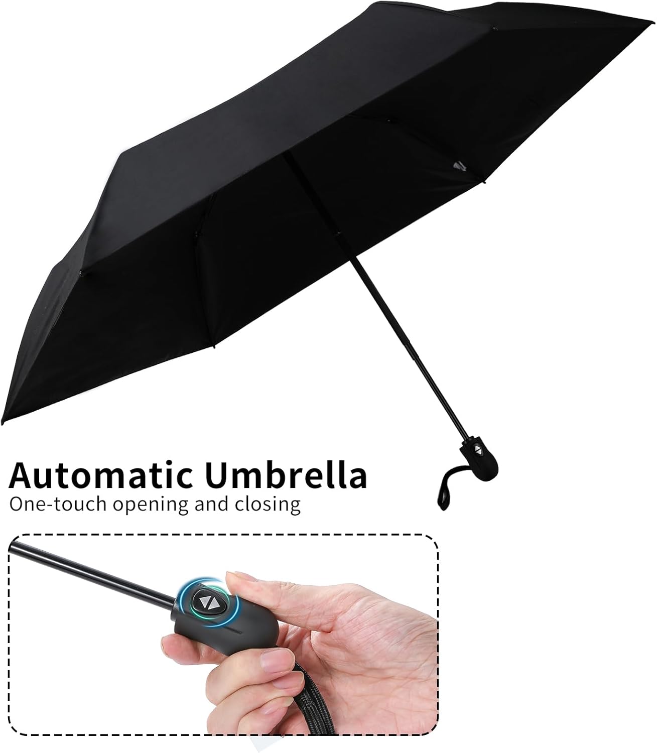 GAOYAING Compact Automatic Travel Umbrella with UV Protection Case 1