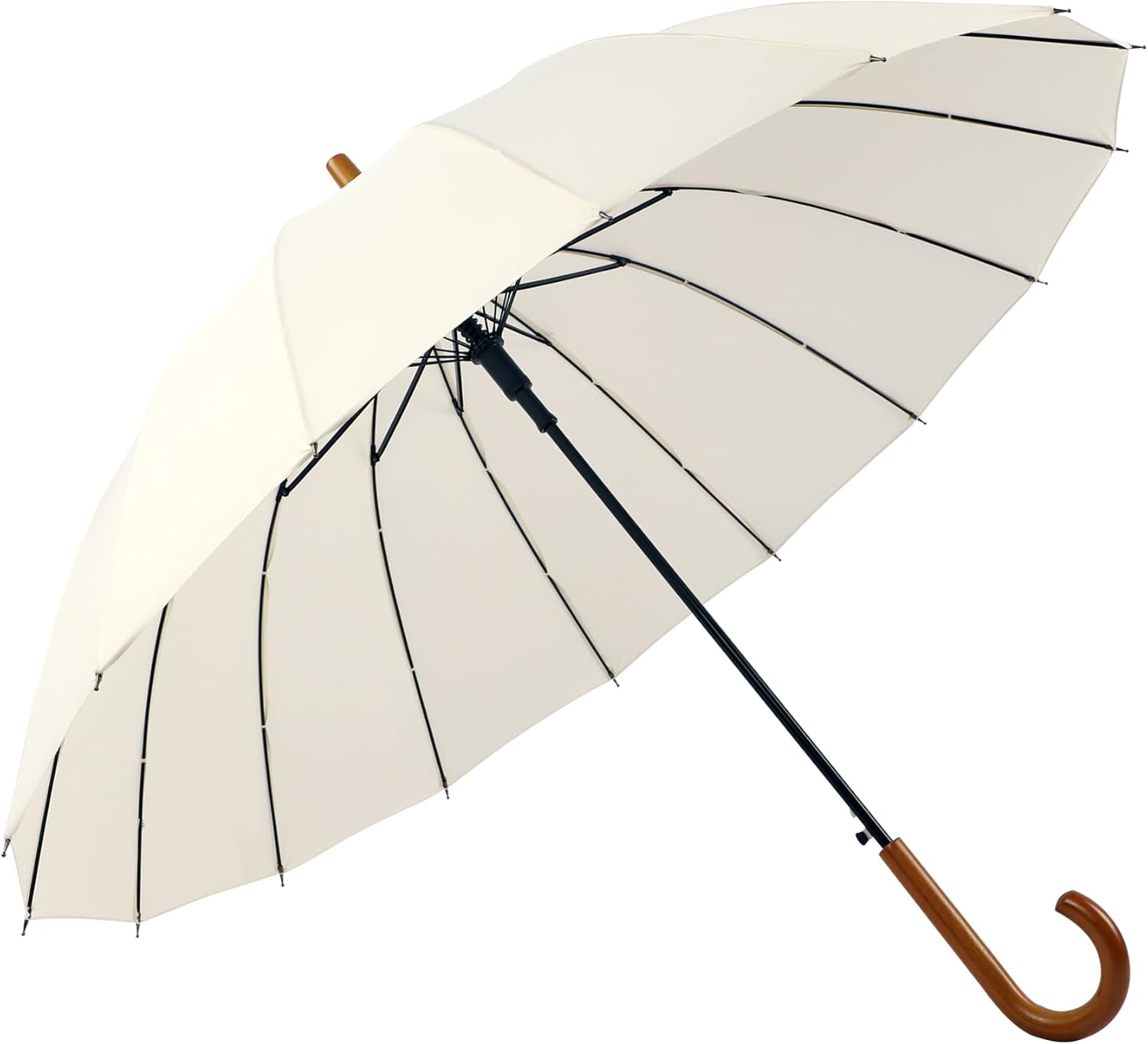 SoulRain 48 Auto Open Stick Umbrella with Classic Wood Handle