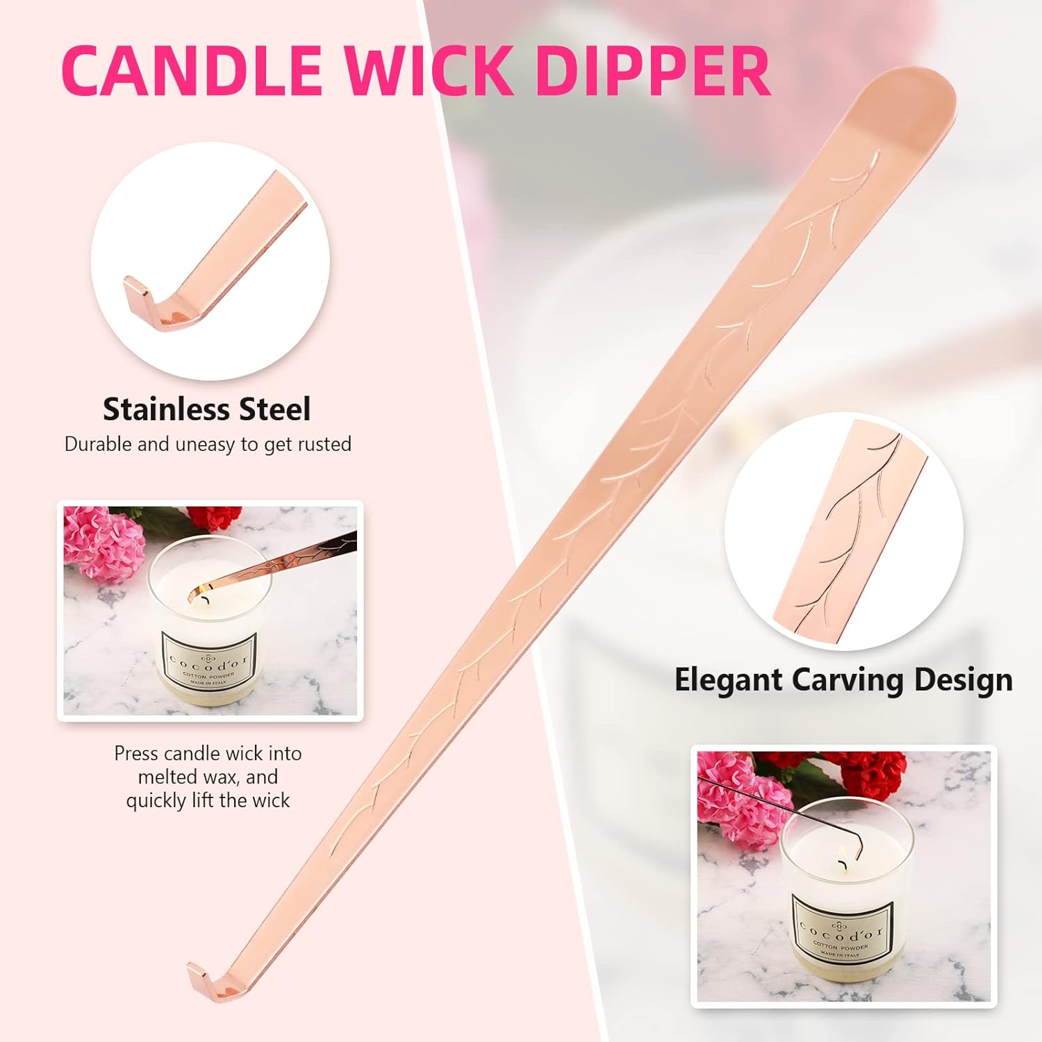 4 in 1 Candle Snuffer Set - Rose Gold 1