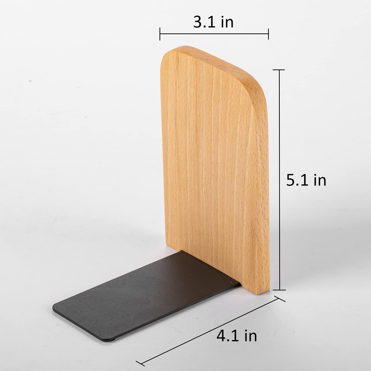 Muso Wood Book Ends for Shelves - Heavy Duty Beech Wood Pair