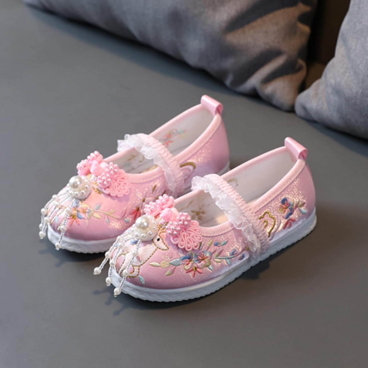 Handmade Baby Tennis Shoes with Embroidered Design