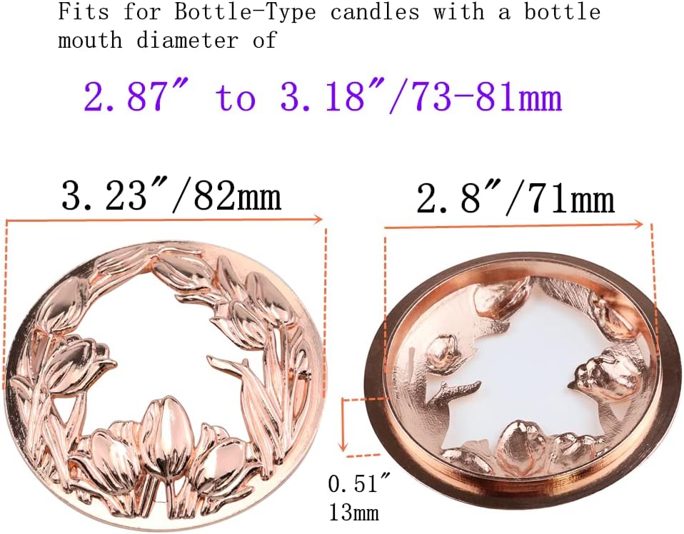 Rose Flowers Metal Candle Topper for Jar Candles
