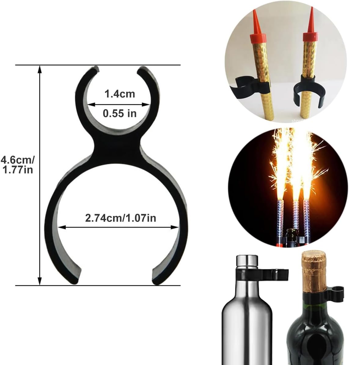 Champagne Bottle Safety Clips 10 Pack Black One-Clip Holder