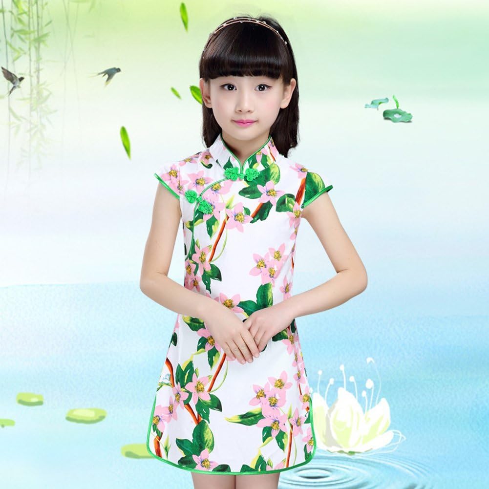 FOMANN Girls Oriental Costume Kids Hand-Made Dress Green