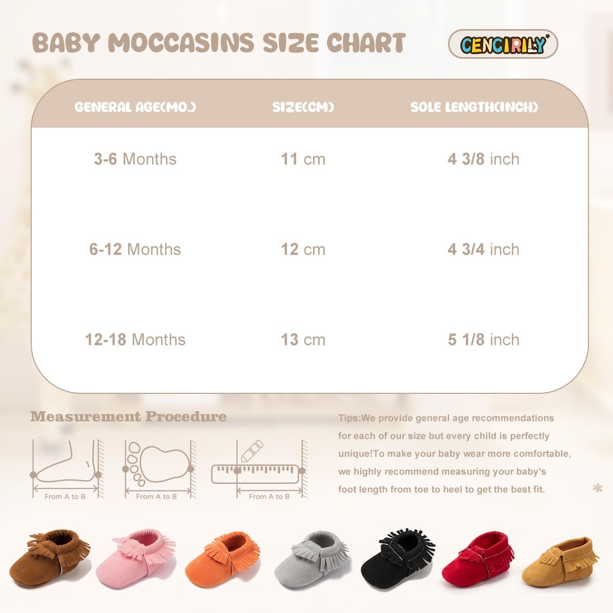 CENCIRILY Baby Fringe Moccasin Slipper with Tassel