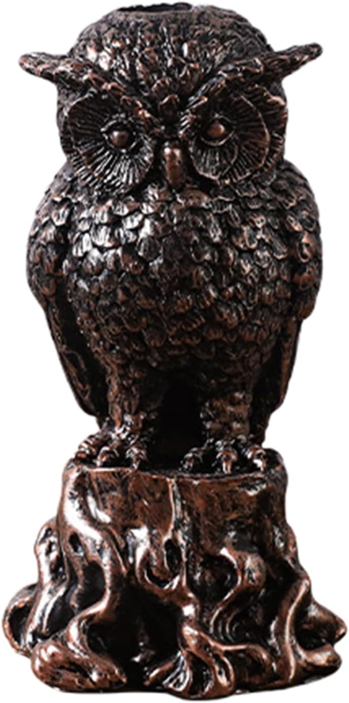 Annewi Gothic Candlestick Holder with Owl and Crow Skull Design
