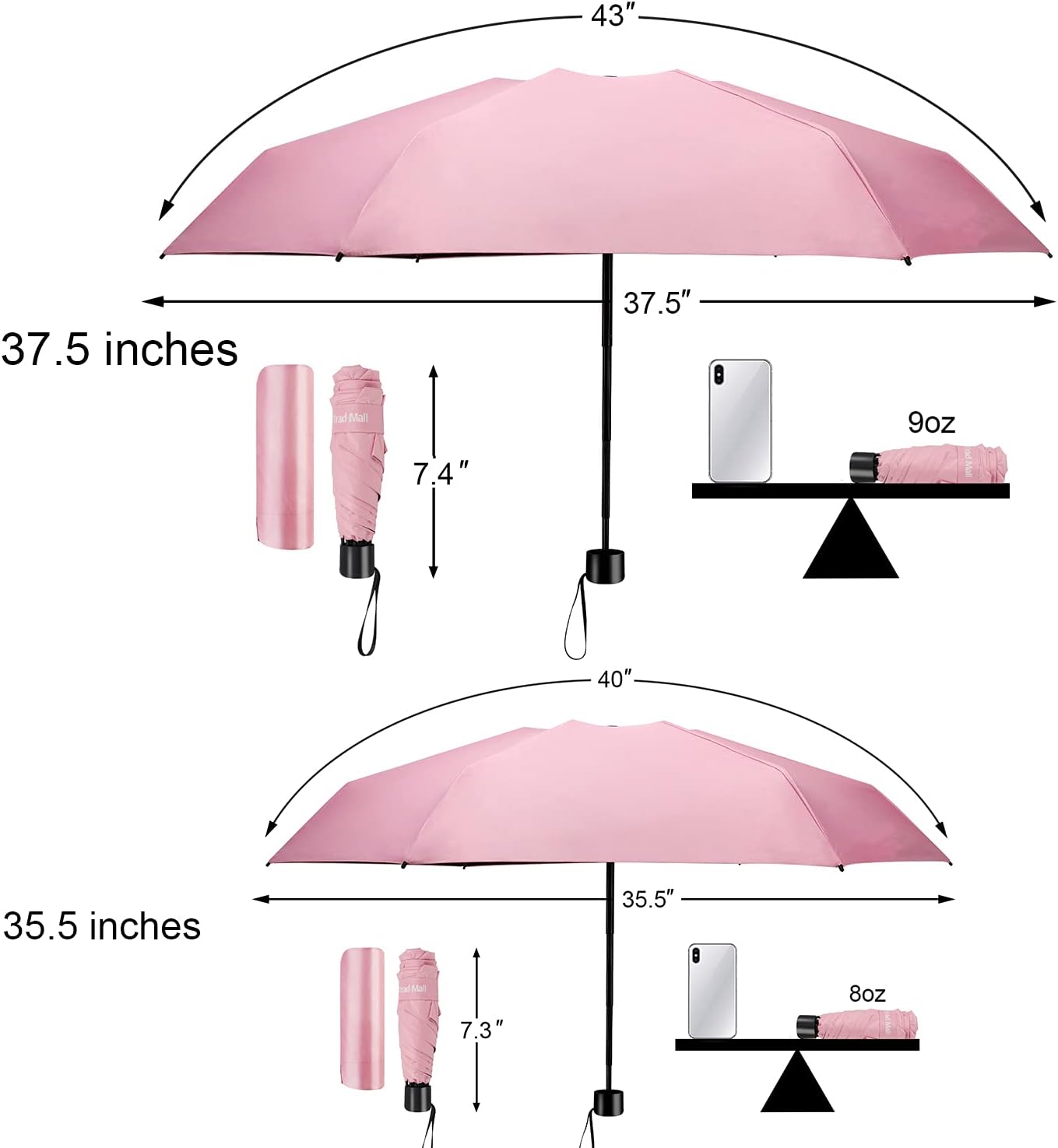 TradMall Mini Travel Umbrella with 95 UV Protection 1