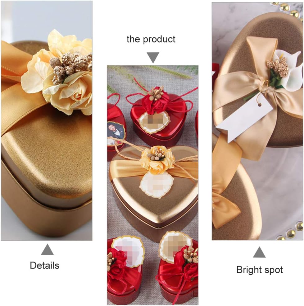12Pcs Heart Shaped Gold Candy Tins with Lid