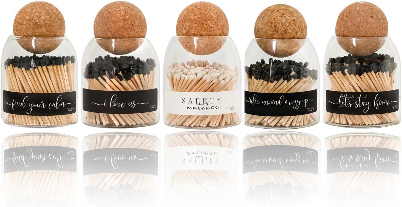 Cute Glass Match Jar Cloche with 135 Matches
