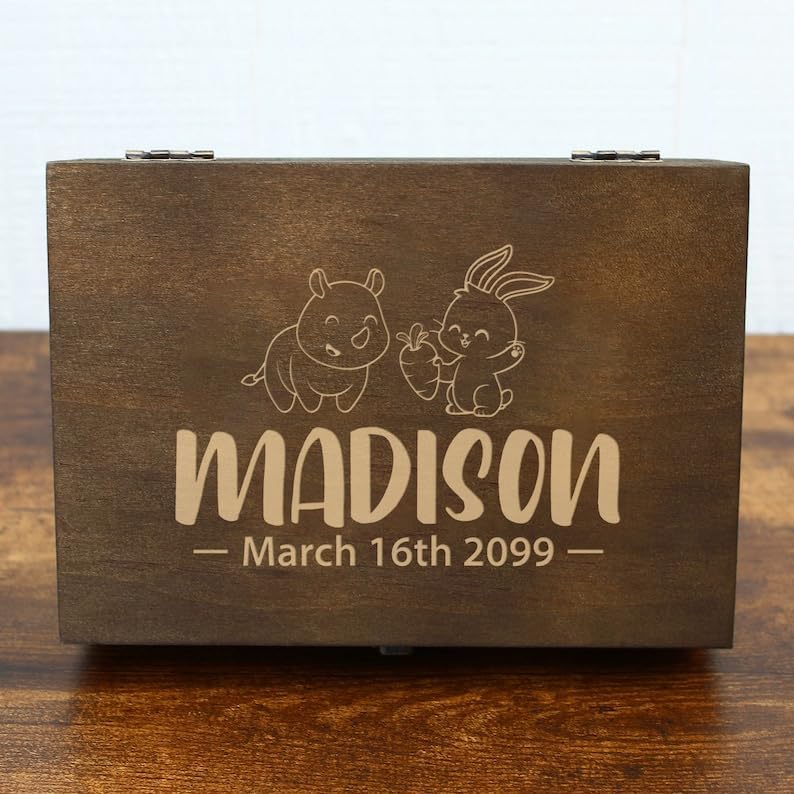 Personalized Baby Keepsake Box Custom Engraved Wooden Memory Gift Box