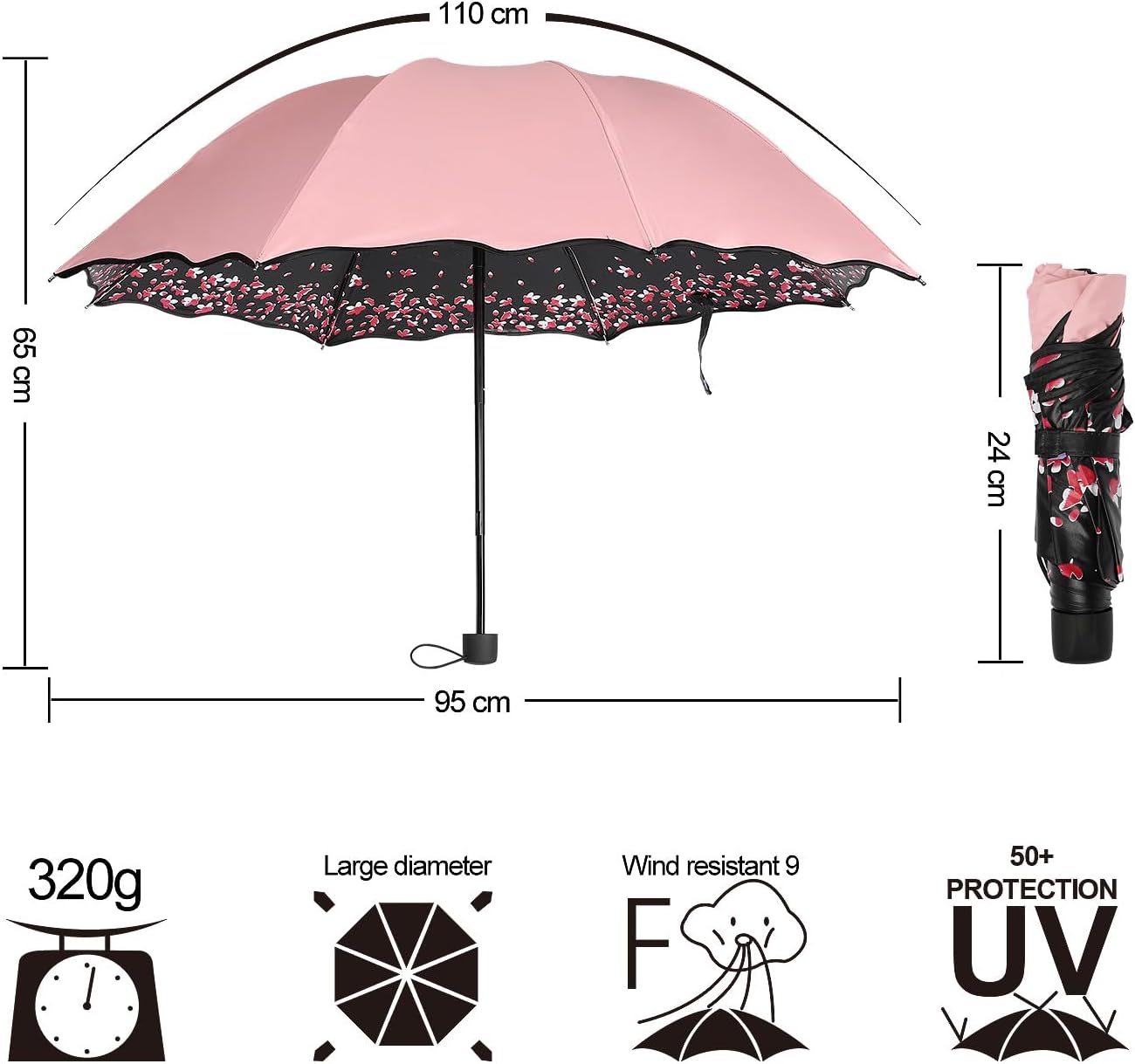 FuWinet Sakura Windproof Folding Umbrella