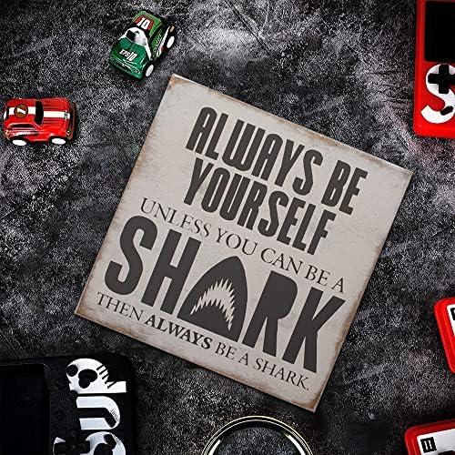 Wonbye Shark Wooden Sign with Sayings Boys Room Wall Art