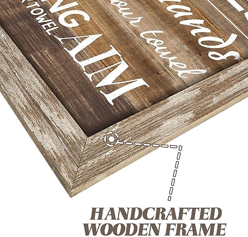 Bathroom Rules Wall Art Framed Decor 24x12 Inches