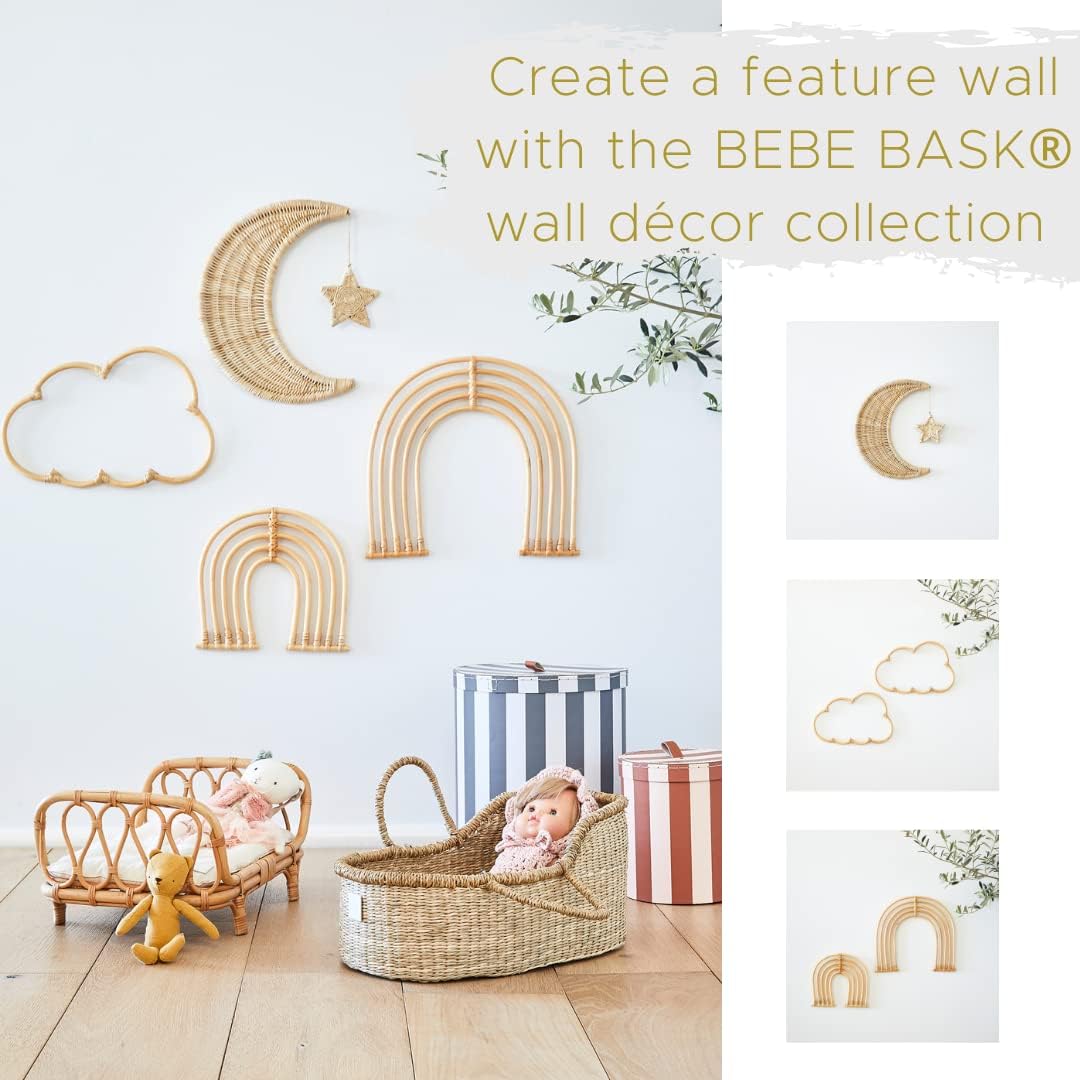 Handmade Rattan Moon Wall Decor with Stars