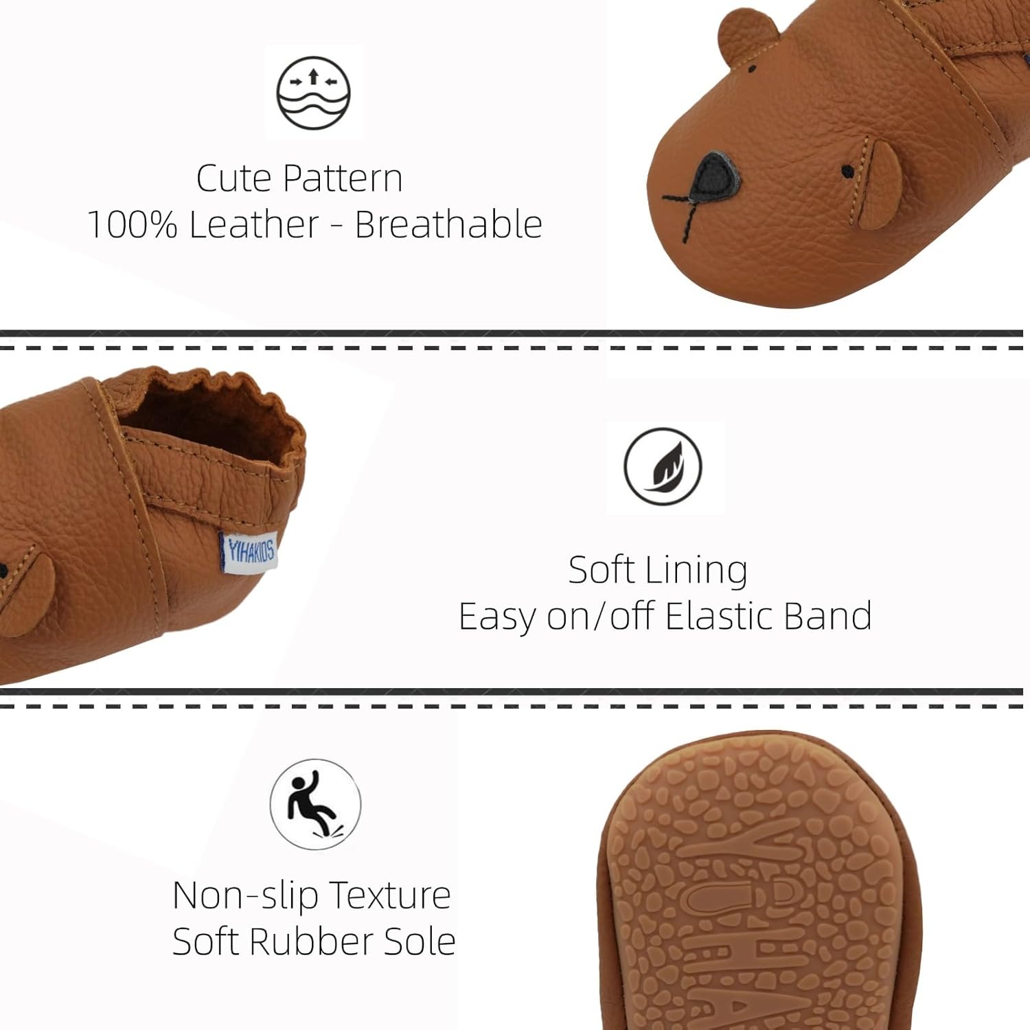 YIHAKIDS Leather Baby Shoes for 0-24 Months