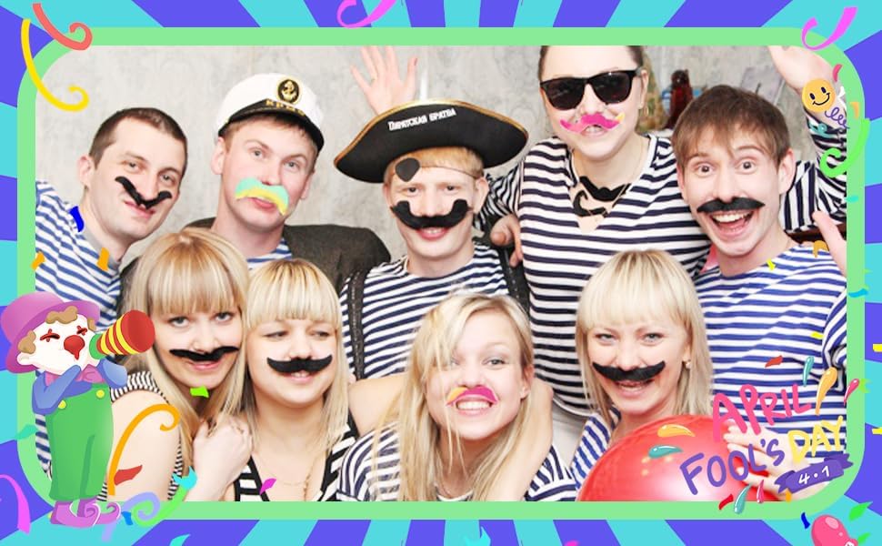 Jeoney 48 Pcs Colorful Fake Mustache Beard Set