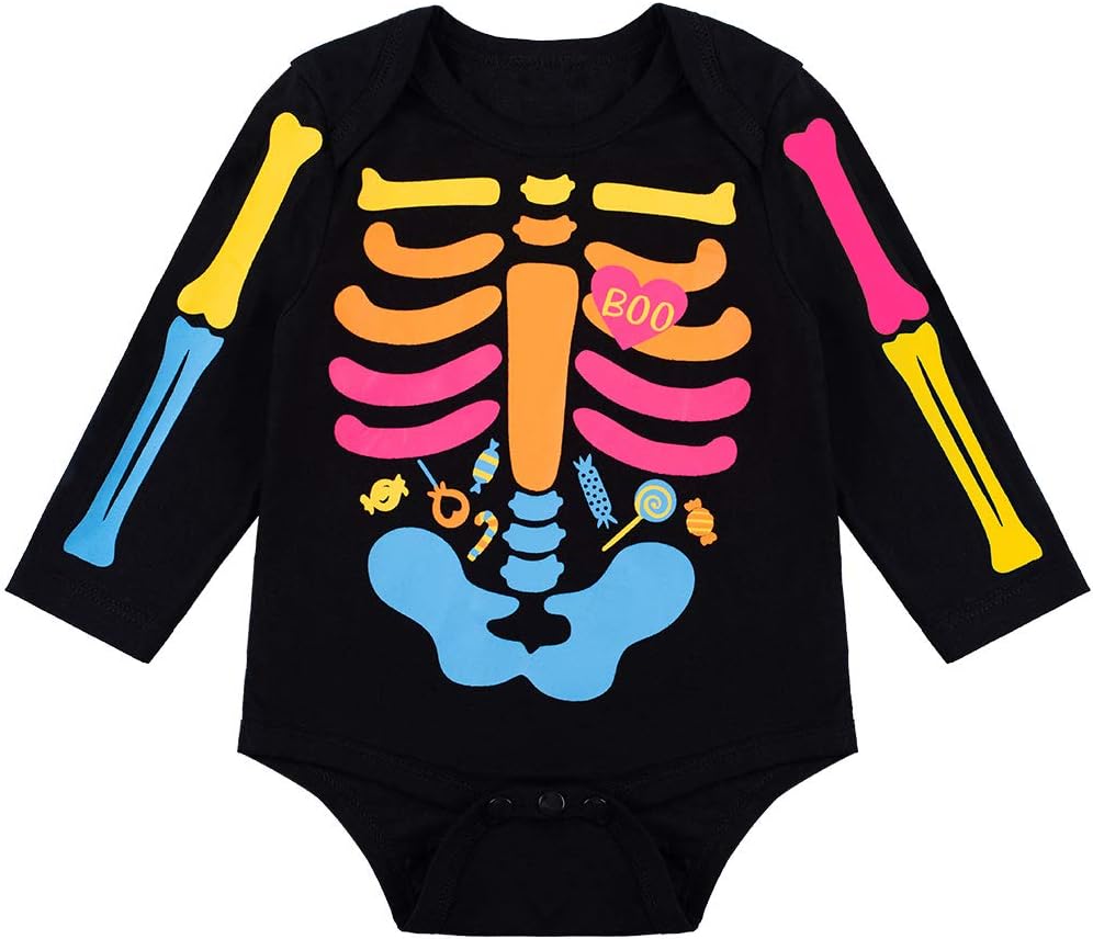 LENSOUS Baby Girls Halloween Skeleton Costume Romper Set