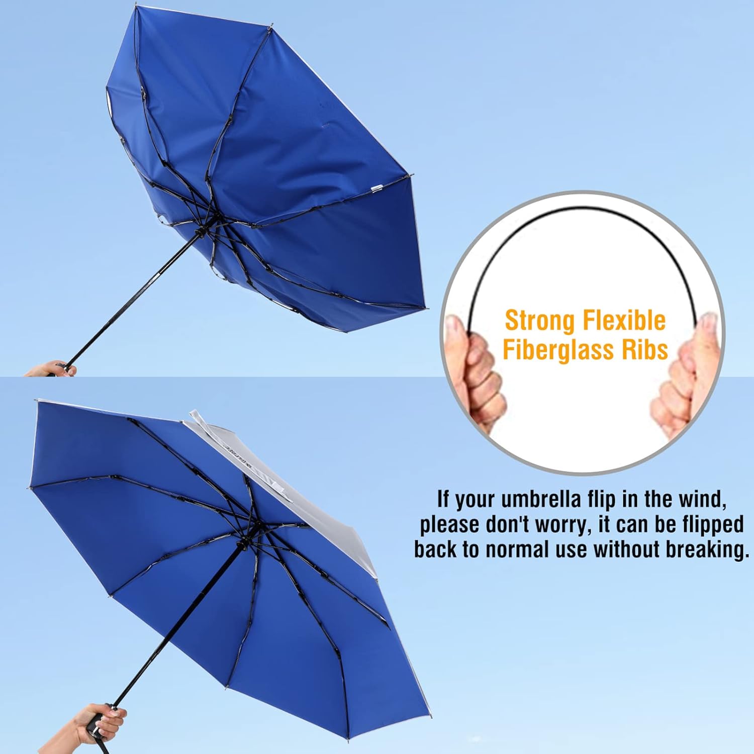 G4Free UPF 50 Windproof Travel Umbrella 42 Inch Auto Open Close